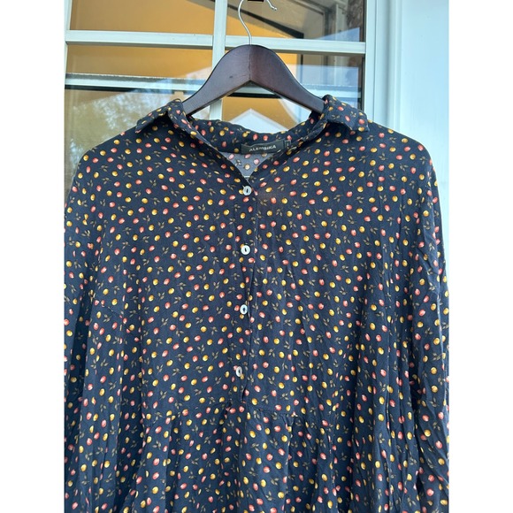 Alembika Button Top Fruit Print Asymmetric Hem Size 4 US 12 14‎ Lagenlook - Picture 3 of 13